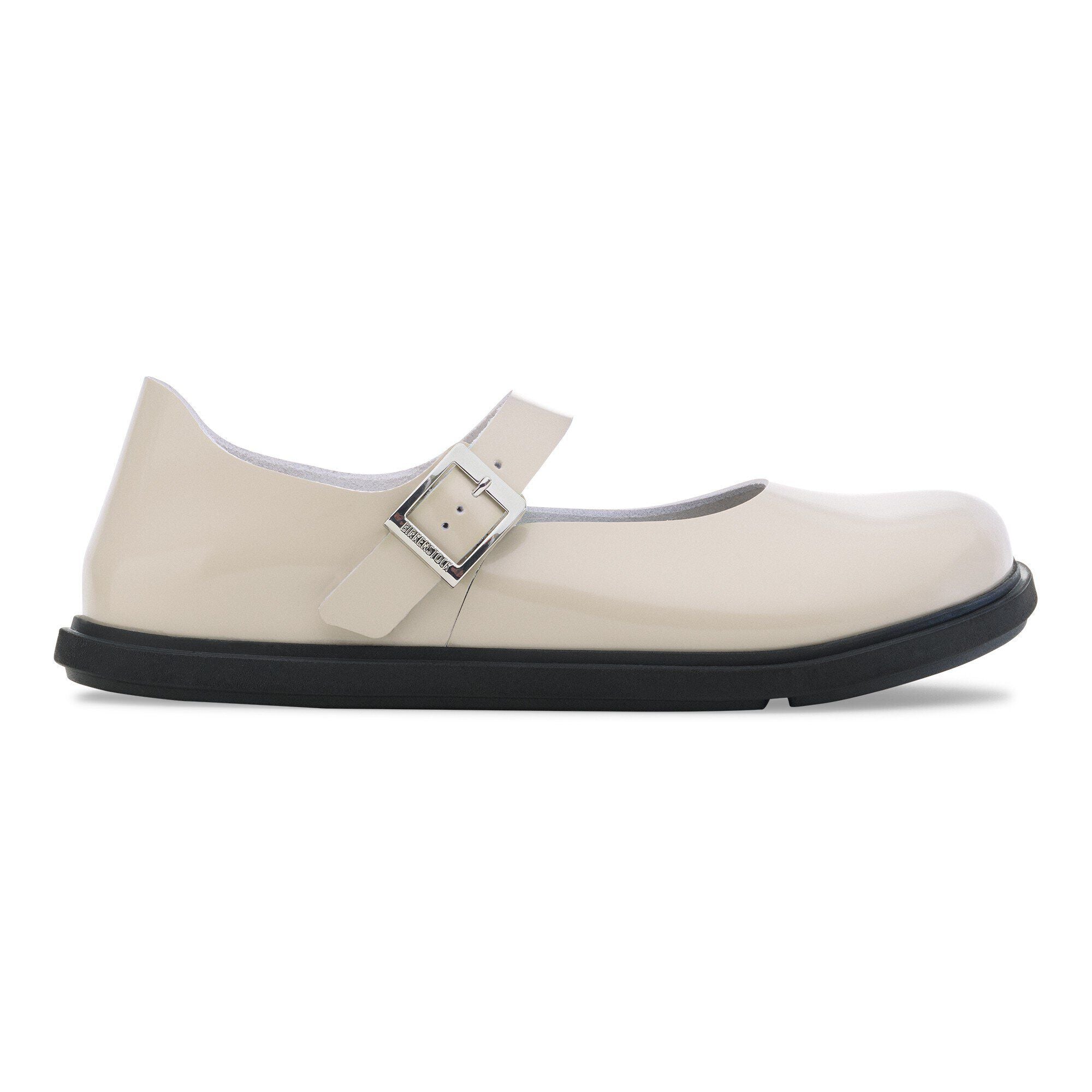 Mantova Droplet Buckle Natural Leather Patent High-Shine Oyster