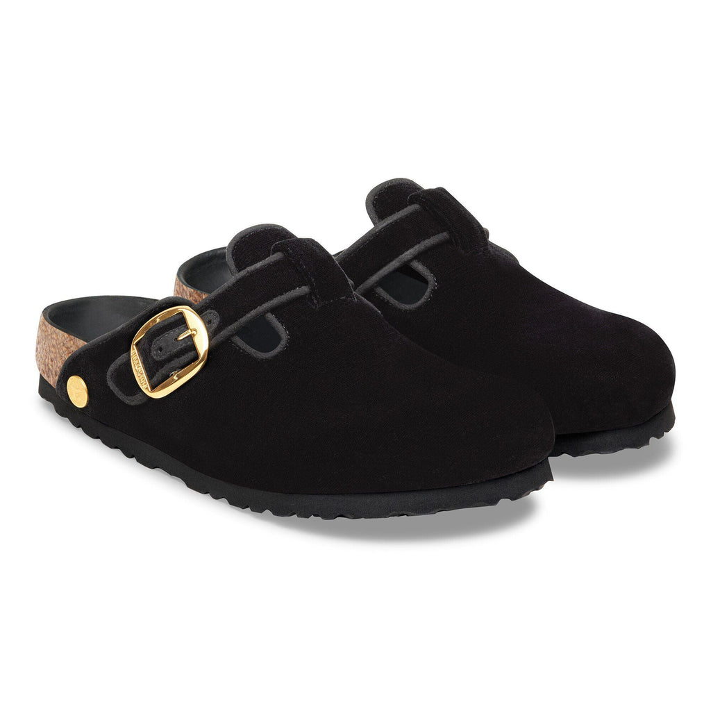 Boston Big Buckle Piping Rivet Logo Textile Velvet Black