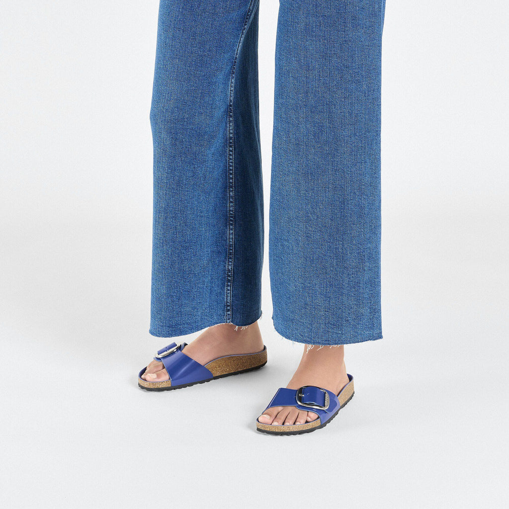 Madrid Big Buckle Natural Leather Patent High-Shine Cobalt