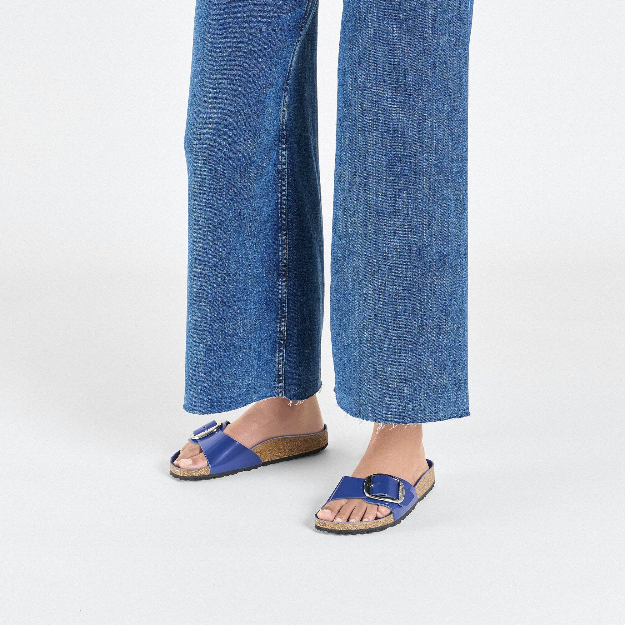 Madrid Big Buckle Natural Leather Patent High-Shine Cobalt