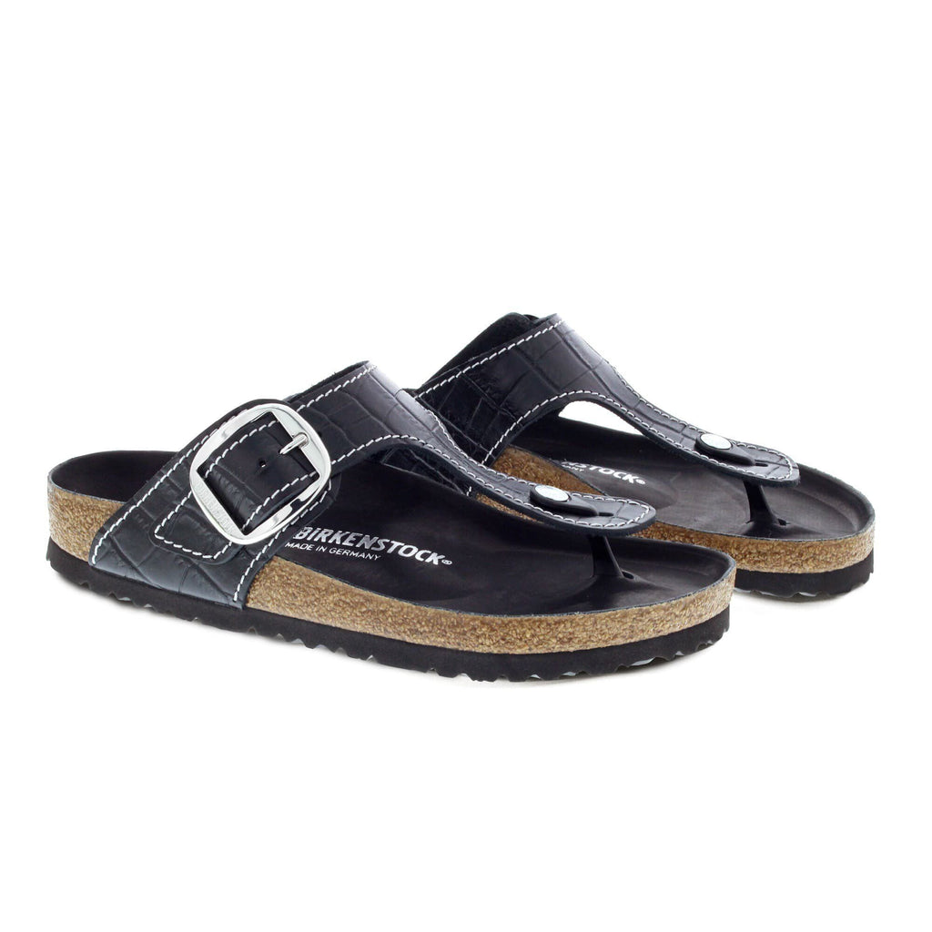 Gizeh Big Buckle Natural Leather Patent Black